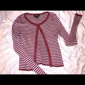 Express button up mauve and grey stripped sweater